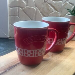 BAILEYS |  set of 2 | Vintage Red Embossed Coffee Mugs